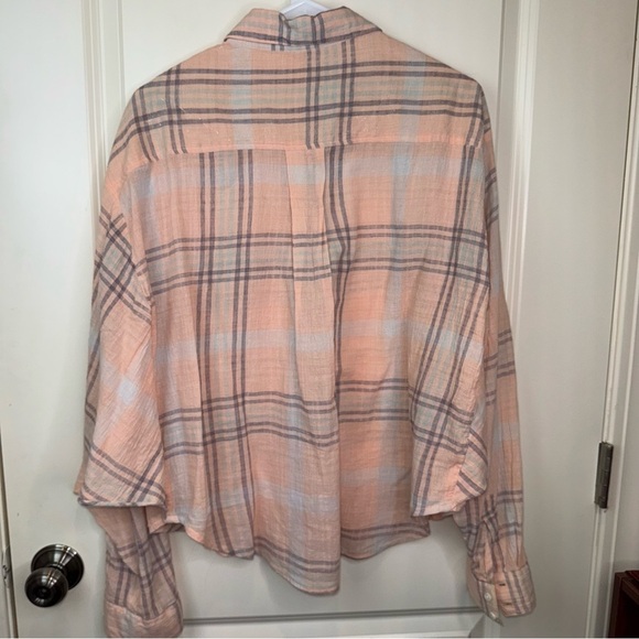 Free People Curie Plaid Dolman Sleeve Button Top - Picture 12 of 15